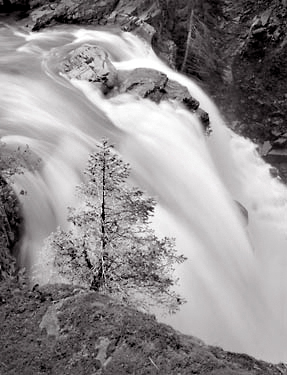 Nooksack Falls, Washington. Black and white photograph
