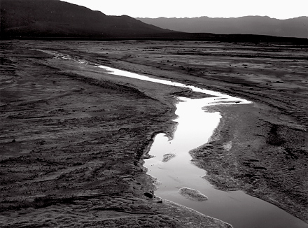 Pool At Sunset Death Valley  Lynn Radeka large format black and white