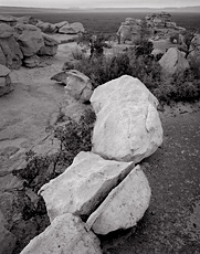Boulders, El Malpais National Monument, New Mexico. Black and white photograph