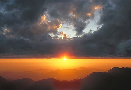 Sunset, Clearing Storm. Sequoia National Park, California. Color Photograph