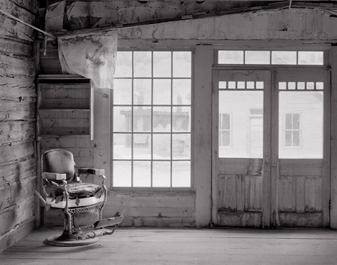 Barber Chair, Bannack, Montana. Vlack and white photograph