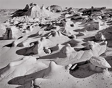 Bisti Badlands, New Mexico. Black and white photograph