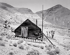 Lost Burro Mine. Death Valley, California; Black and white ghost town photograph