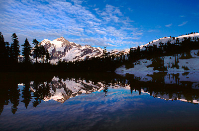 Mt. Shuksan and Lake, Washington. Color Photograph